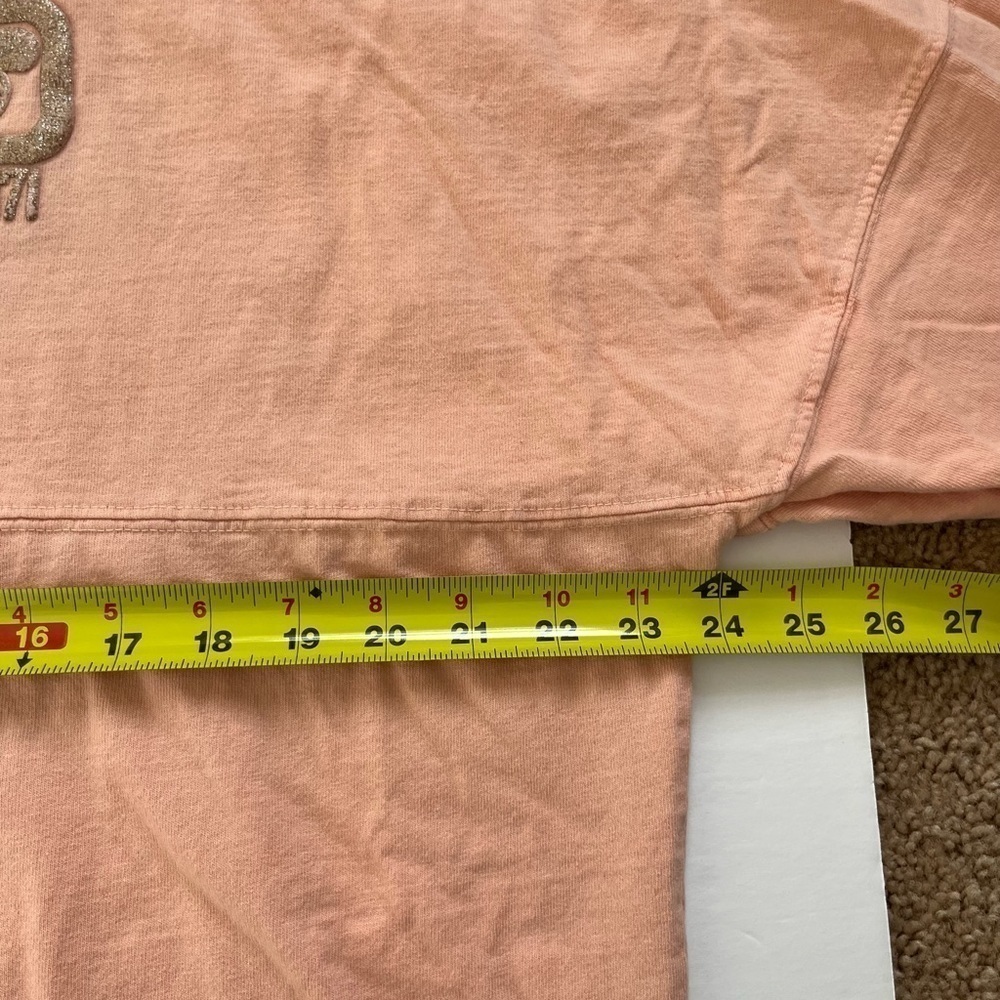 Disney World Spirit Jersey Glitter Puff Long Sleeve Size Large Peach Gold - Picture 12 of 13